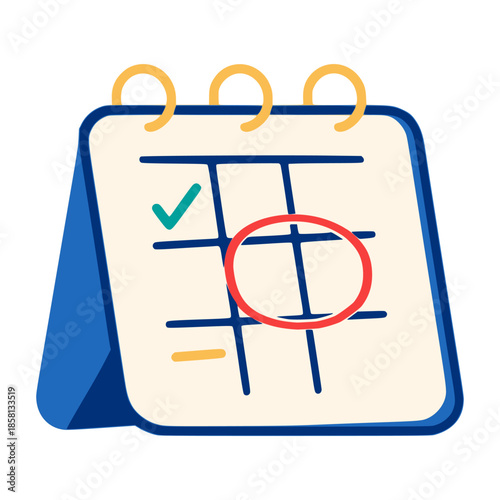 Calendar day month plan task flat color vector illustration template design