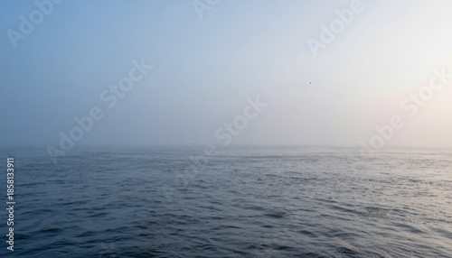 Expansive Ocean View with Gentle Waves and Misty Horizon in Early Morning Light