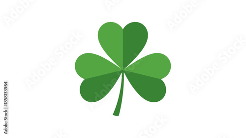 A simple, stylized green shamrock with three heart-shaped leaves and a stem, set against a plain white background.