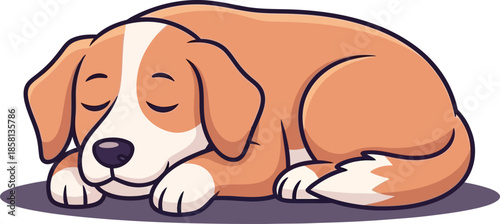 Adorable Cartoon Dog Sleeping Peacefully Cute Pet Illustration for Kids Animal Lovers
