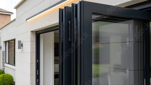 Modern Bi-Fold Doors on a Contemporary Home Exterior.