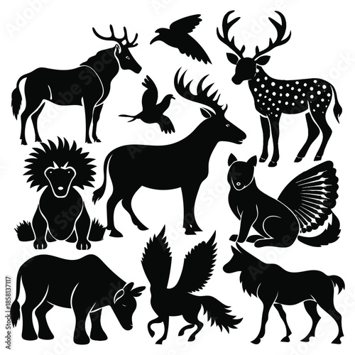 Wild Animal Silhouette Vector Set
