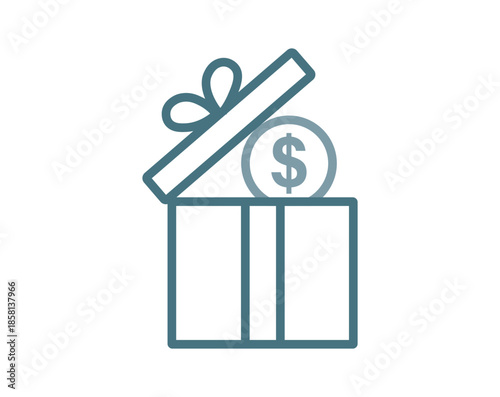 Incentive icon. line icon style. gift box with dollar. icon related to motivation. success elements vector illustration.