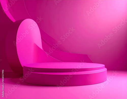Vibrant Pink Podium Display for Product Presentation and Showcase.