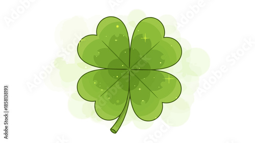 A detailed illustration of a four-leaf clover, a symbol of good luck and fortune.