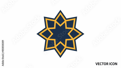 Elegant geometric eight-point star icon representing a harmonious pattern and decorative motif, perfect for design elements, cultural themes, and visual branding