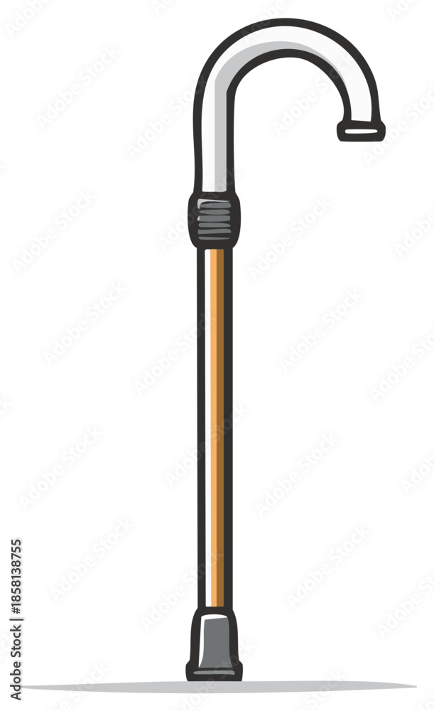 Fototapeta premium Illustrated Walking Cane, Medical Aid for Elderly or Disabled, Support Device