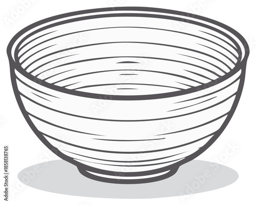 Hand Drawn Ceramic Bowl in Simple Sketch Style