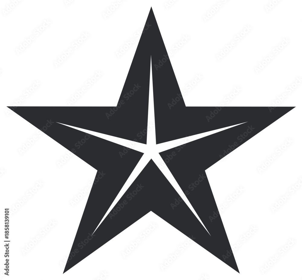 Fototapeta premium Five pointed star symbol in dark color isolated on white background