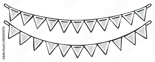 String of Two Decorative Triangle Bunting Flags for Celebration and Party Decorations