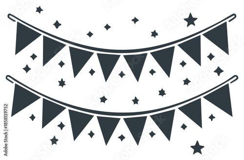 Celebration Bunting Flags and Stars Decoration Illustration