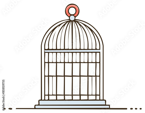 Classic ornate bird cage design with rounded top and simple base