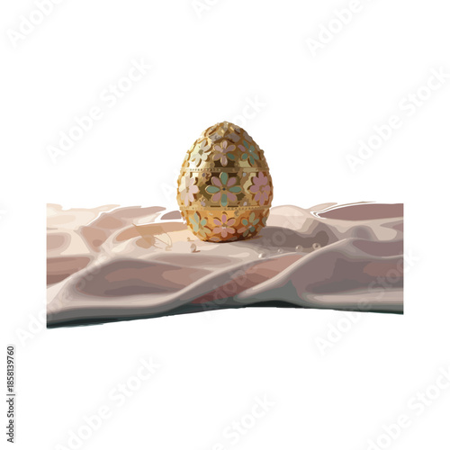  Lone Egg Over Sand Dunes Embryonic Mystery Hues in Desert Light, Sunlit Silence