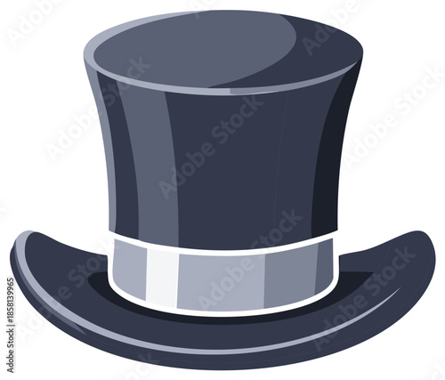 Gray Top Hat Illustration Gentleman's Fashion Accessory Cylinder Headwear