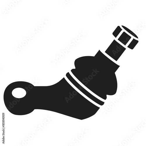 Automotive car ball joint vector illustration in black and white silhouette style for suspension and steering system maintenance.