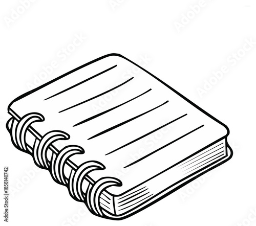 Simple Hand Drawn Sketchbook with Spiral Binding and Blank Pages Isolated