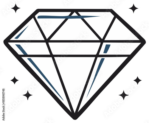 Sparkling diamond icon representing luxury precious gemstone and wealth
