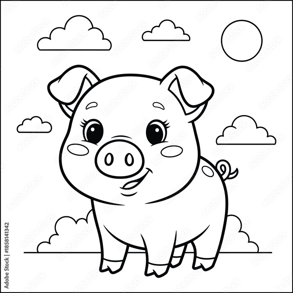Obraz premium animal line art coloring page vector, animal vector