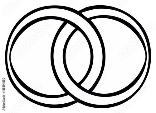 Symbol of two interlocking rings representing unity connection and everlasting bond in a clean graphic illustration