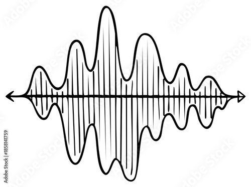 Hand Drawn Sound Waveform Graphic With Amplitude Variation