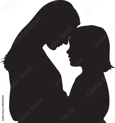 Silhouette of a couple embracing