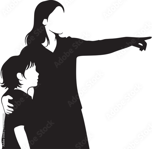 Mother and child looking at the sky