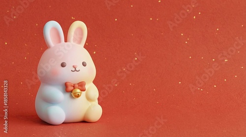 Cute Rabbit Figurine on Festive Background