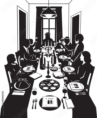 Business meeting around a formal dining table