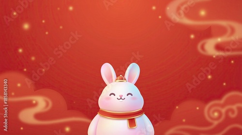 Cute Rabbit with Festive Background for New Year Celebration