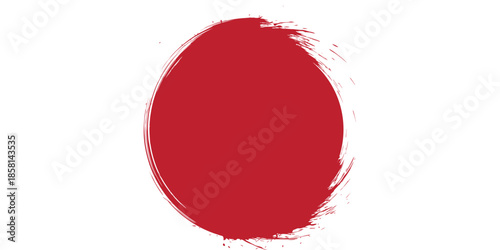 Simple Round Grunge badge , hand drawn red sticker brush. design