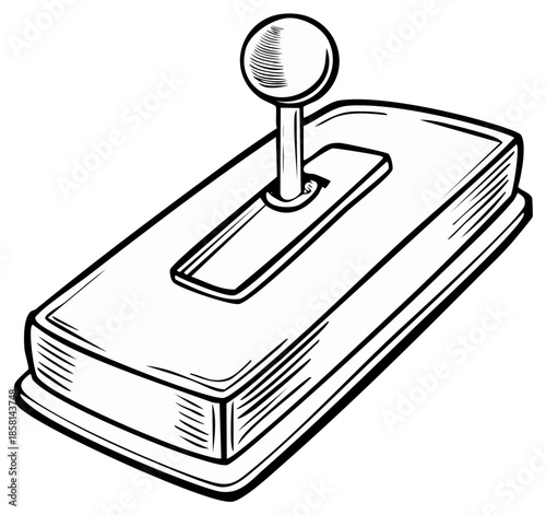 Vintage Vector Illustration of a Classic Car Gear Shifter Handle