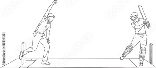 Dynamic Cricket Scene Bowler vs Batsman