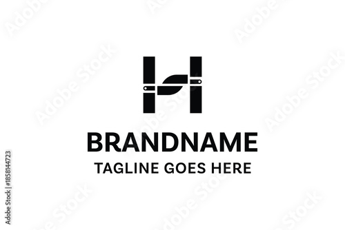 Letter H Knife Luxury Logo, symbolizing precision, craftsmanship, and premium quality