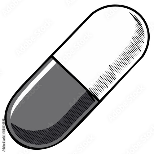 Hand Drawn Capsule Pill Medicine Health Care Concept