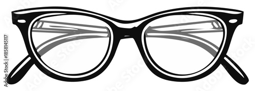 Elegant Eyeglasses in Black Retro Frames Classic Optical Style Minimalist Vector Illustration