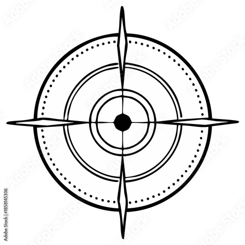 Black and white target symbol with crosshairs for aiming and accuracy