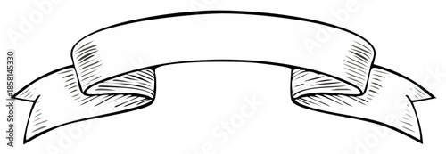 Blank Ribbon Banner Sketch, Illustration, Decorative Element