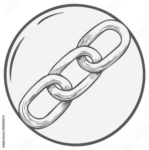 Hand Drawn Linked Chain Symbol Inside Circle Vector Illustration
