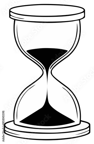 Hourglass with Sand Time Measurement Deadline Countdown Timer Symbol Retro Graphic Illustration Isolated