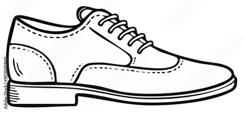 Black and White Line Drawing of a Classic Oxford Shoe