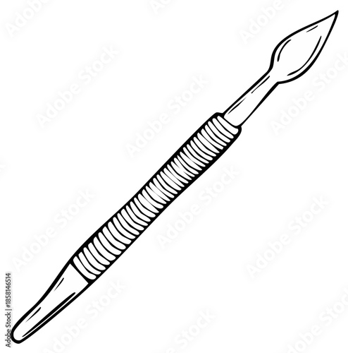 Medical scalpel illustration, outline drawing, surgical blade