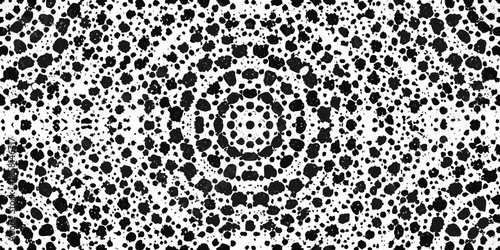 Concentric circles formed by randomly distributed black dots on a white background
