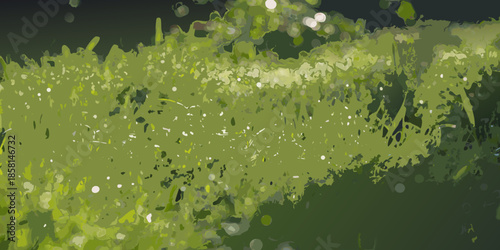 Abstract green foliage with blurred white specks a natural textured background