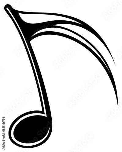 Musical Note Vector Graphic, Eighth Note Illustration, Classical Music Notation, Simple Design