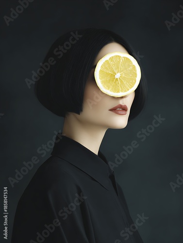 young woman with lemon