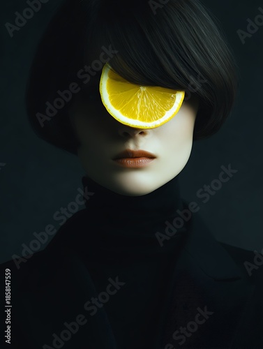 young woman with lemon