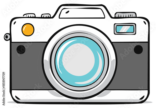 Illustration of a Camera Lens and Body with Classic Design for Photography and Videography Use