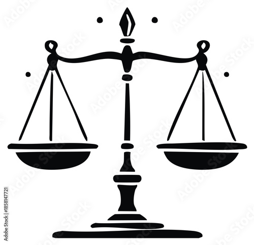 Scales of justice illustration, legal symbol, equilibrium, balance concept