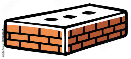 Cartoon Brick Isolated Vector Illustration of Construction Element Single Unit