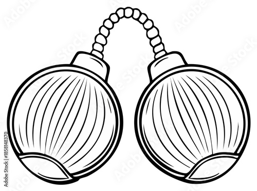 Cartoon Drawing of Ball and Chain Restraint for Law Enforcement Theme Depictions